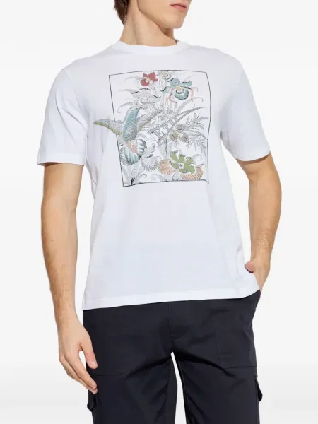 Tricou Etro cu model floral cu imagine alb