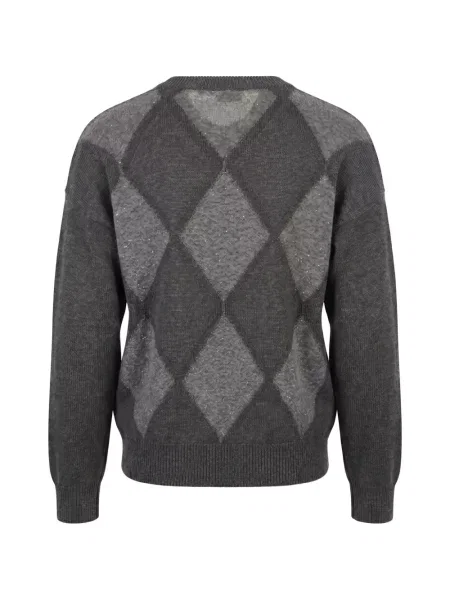 Pulover Peserico cu paiete cu model argyle gri