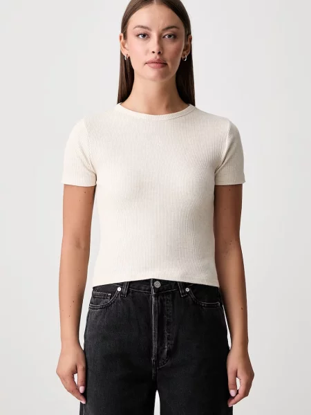 Scotch & Soda crop top dámsky s elastanom béžová