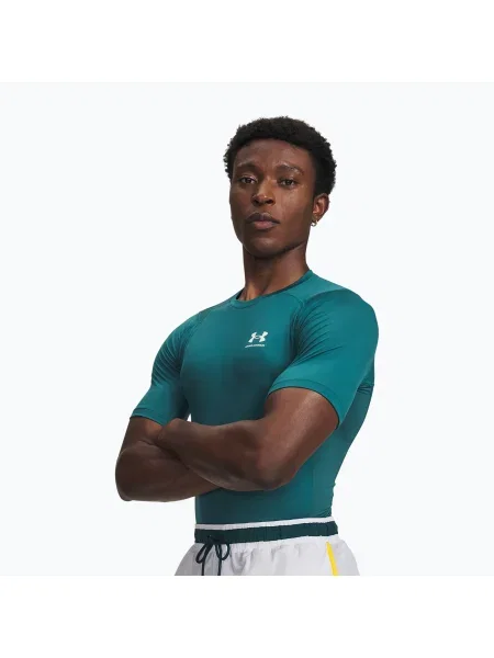 Tricou de antrenament pentru bărbați Under Armour HG Armour Comp rack green/white alb