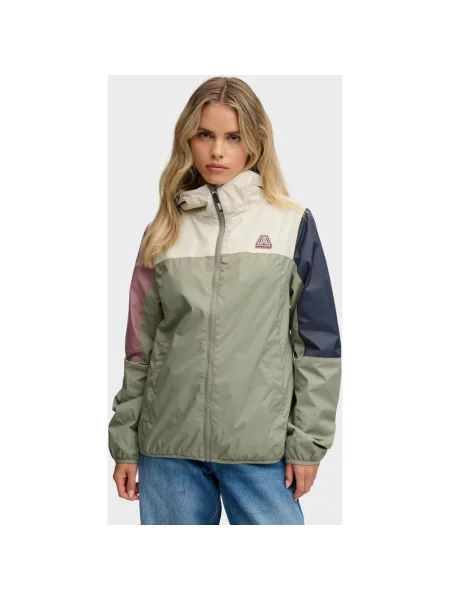 Kurtka z kapturem Superdry Colour Block Windbreaker beżowozielono-niebieska XS niebieska