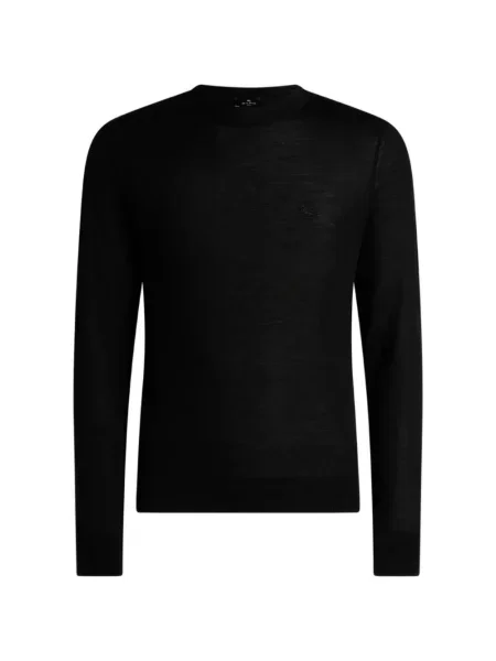Pulover Etro cu broderie de lână negru