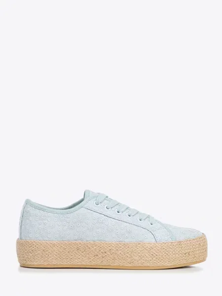 Sneakersy na słomkowej podeszwie niebieskie