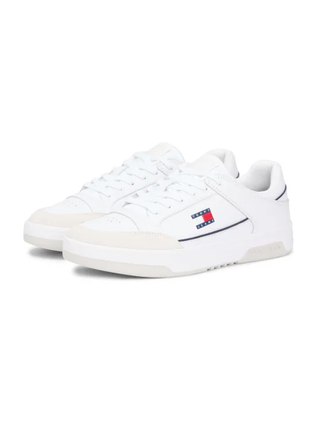 Sneakerși Tommy Jeans din piele alb