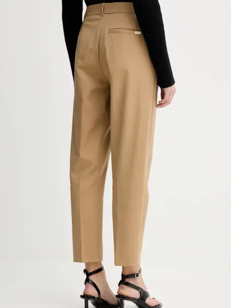 Kalhoty Calvin Klein high waist zelená