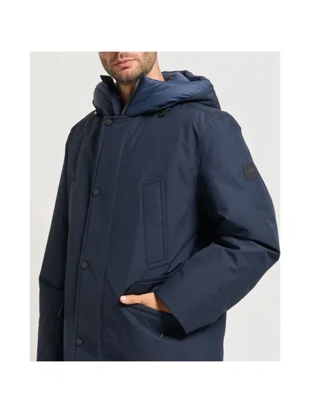 Parka Boss Orange z kapturem niebieska