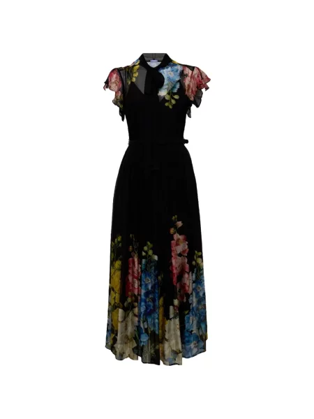 Rochie midi Leo Lin cu model floral cu imagine negru