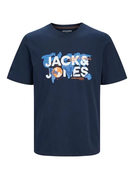 JACK & JONES Tricou JCODust albastru / bleumarin / portocaliu alb