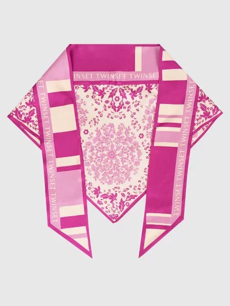 Шовкова хустка Twinset в квіточку з принтом бежева