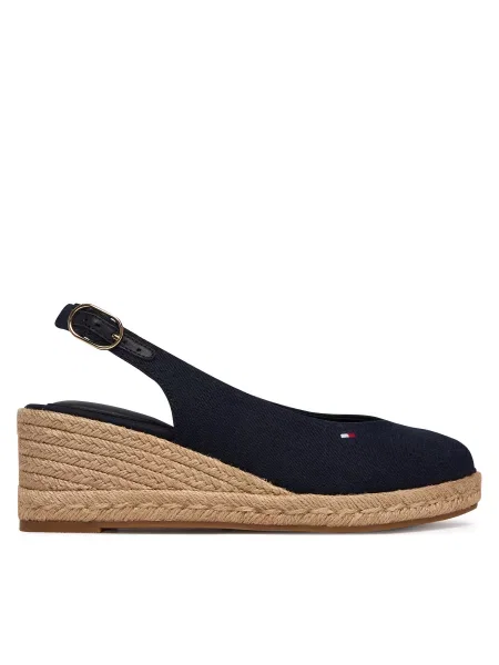 Tommy Hilfiger Εσπαντρίγιες Mid Wedge Espad Slingback Σκούρο μπλε