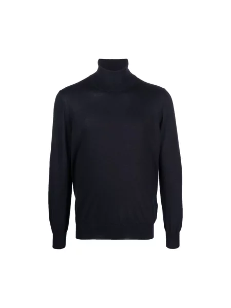 Sweter z golfem La Fileria z kaszmiru niebieski