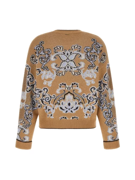Sweter Twinset wełniany brązowy