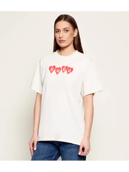 HUGO Tricou Vintage | Relaxed fit alb