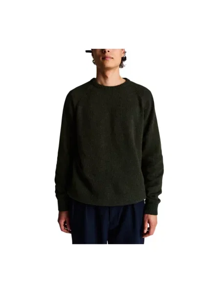 Sweter Pop Trading Company wełniany z łatami zielony