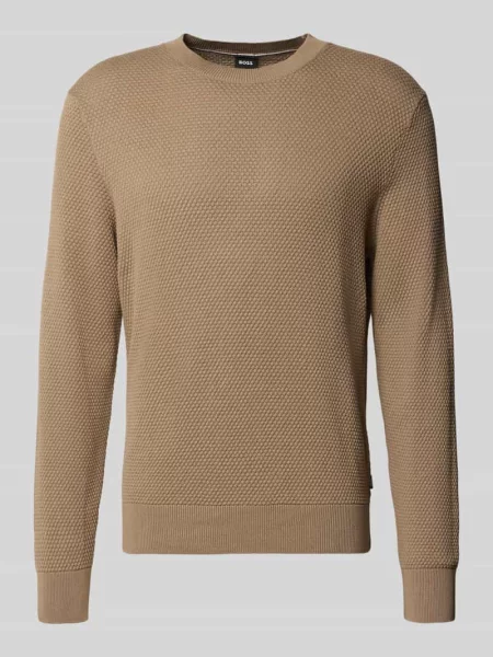 Sweter w kroju regular fit z czystej bawełny model Lalex' Boss beżowy