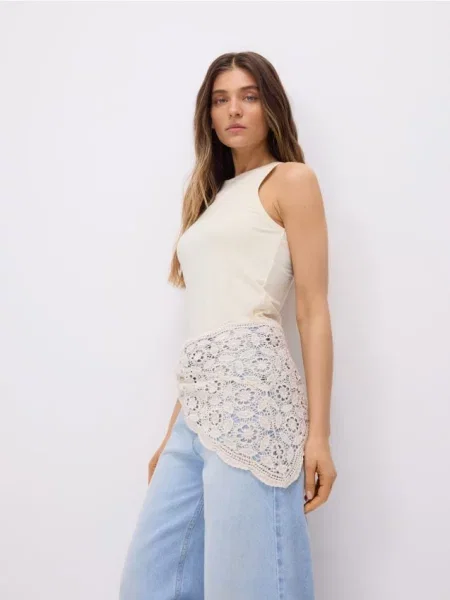 Reserved Джинси wide leg з хусткою синій