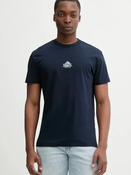 Tričko Tommy Jeans tmavomodrá s aplikací