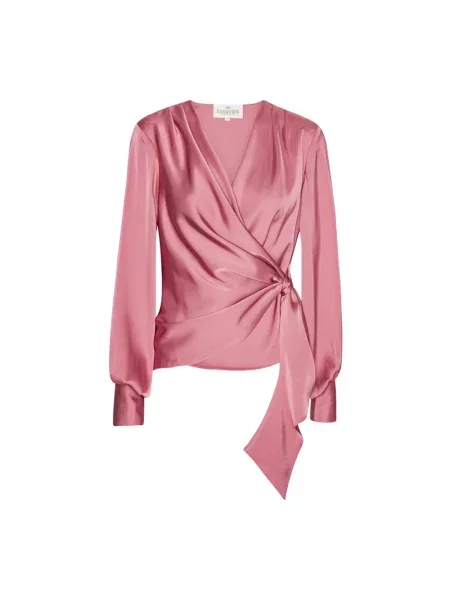 Lniana bluzka Karmamia elegancka różowa