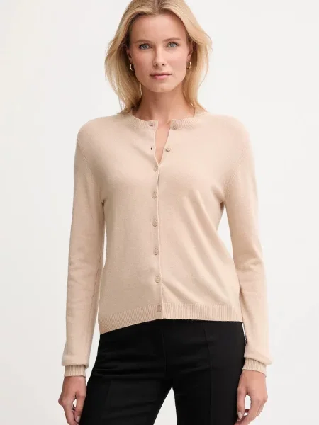 United Colors of Benetton kardigan z dodatkiem wełny lekki beżowy