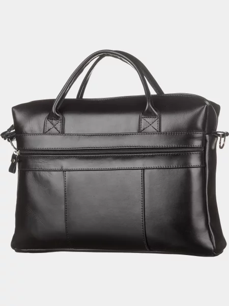 Кожаная сумка для ноутбука Shvigel черная