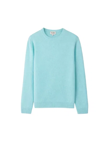 GOBI Cashmere Pulover Women's Essential Cashmere Crewneck Sweater cyan
