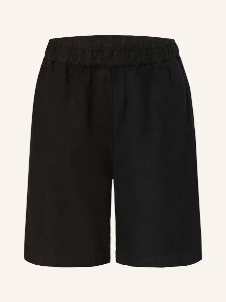 Szorty lniane o kroju regular fit z elastycznym pasem model ‘Emmie’ Mos Mosh czarne
