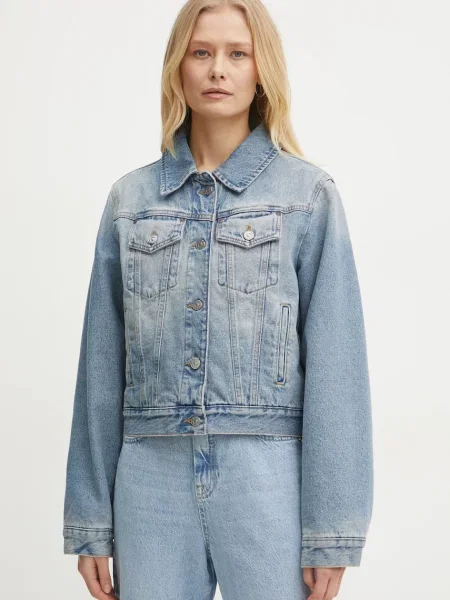 Victoria Beckham geaca jeans femei de tranzitie albastru