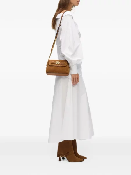 Crossbody torbica Karl Lagerfeld s autogramom smeđa