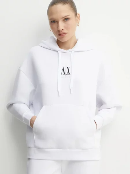 Bluză Armani Exchange cu glugă alb