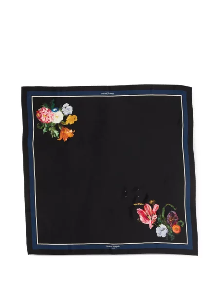 Fular Maison Margiela cu model floral cu imagine negru