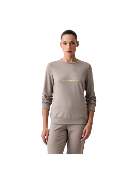 Emporio Armani bluza z wiskozą brązowa