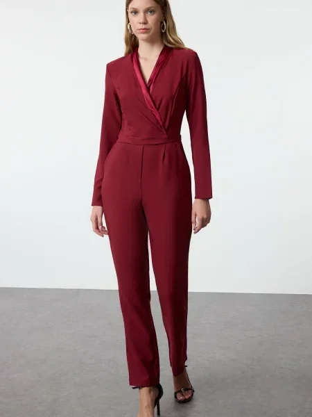 Salopetă Trendyol din satin lungă roșu