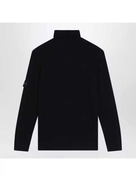 Sweter z golfem Stone Island wełniany z kamieniami do golfa czarny