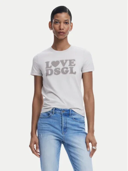 Desigual Tricou Love Dsgl gri