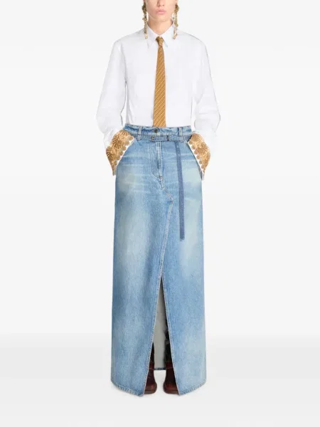 Lung fustă din denim Dries Van Noten albastru