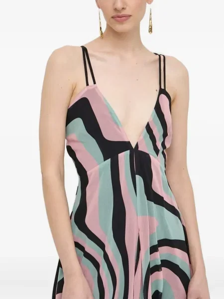 Rochie midi Silvian Heach cu imagine cu imprimeu geometric până la genunchi negru