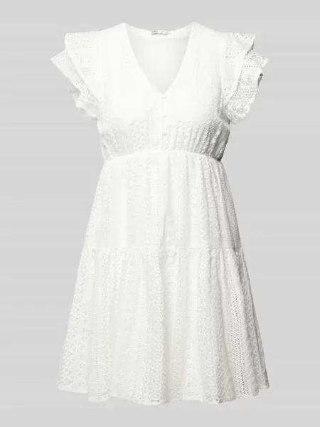 Sukienka koronkowa lekko rozkloszowana z czystej bawełny model ‘HELENA’ Only biała