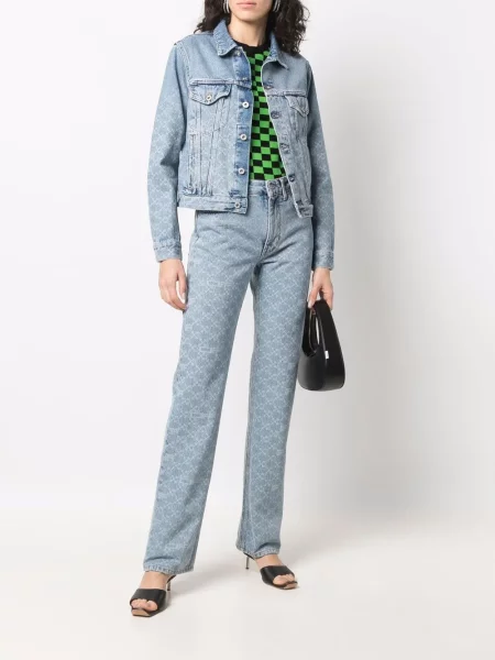 Blugi drepți Off-white cu imagine alb