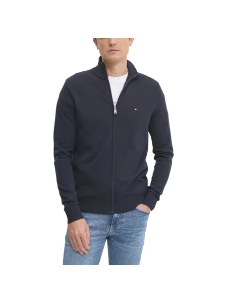 TOMMY HILFIGER Kardigán Flag Embroidery Zip-thru tengerészkék kék