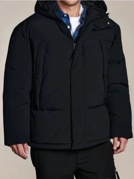 Sinsay Prošívaná puffer bunda s kapucí černá