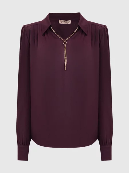 Блуза з ланцюжком Twinset бордова