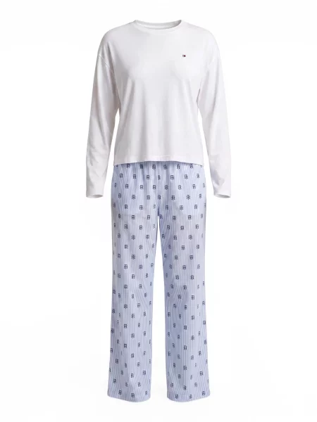 Tommy Hilfiger Underwear Pijama Essential bleumarin / albastru deschis alb