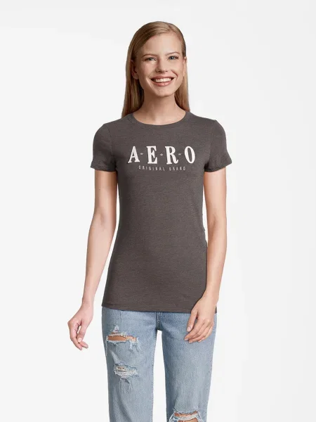 AÉROPOSTALE Tricou STARS gri închis / roz alb