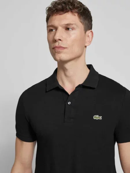 Koszulka polo o kroju slim fit z czystej bawełny Lacoste czarna