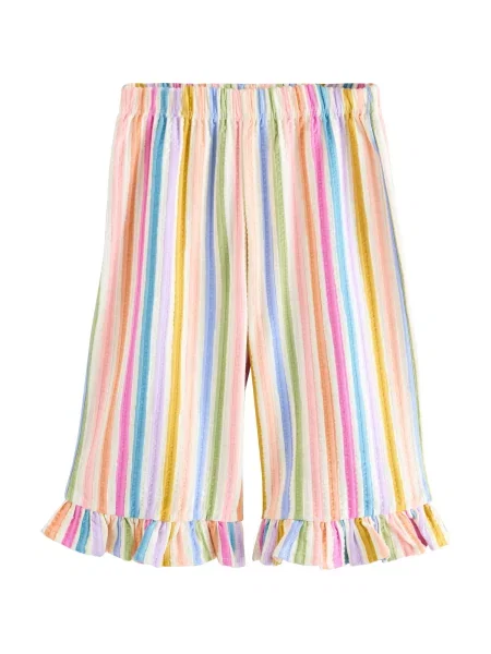Next Pantaloni verde stuf / mov liliachiu / portocaliu caisă alb