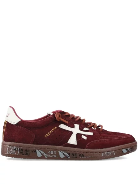 Sneakerși Premiata din piele de căprioară roșu