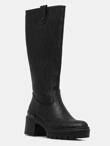 Кожени ботуши U.S. Polo Assn. с дебел черно
