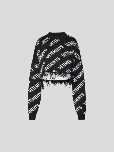 Sweter z logo na całej powierzchni Vetements czarny