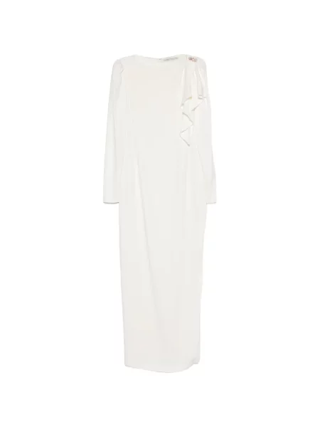 Oblekové midi šaty Alessandra Rich s volány po kolena bílé