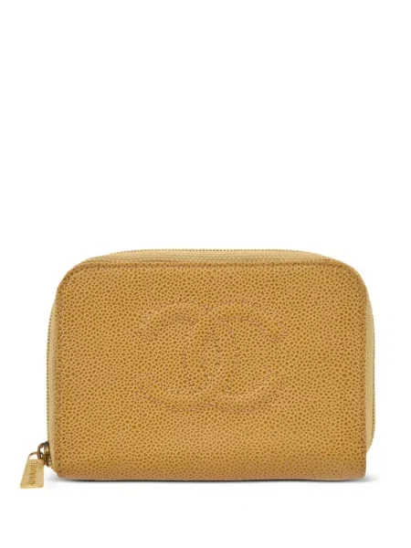 Kožená peněženka Chanel Pre-owned žlutá
